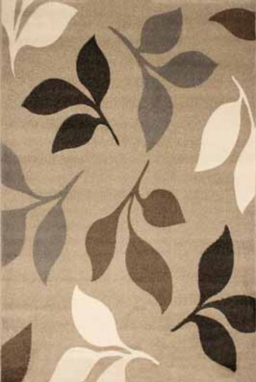 Bild: Kurzflor Teppich Pisa - Blätter - (Beige)