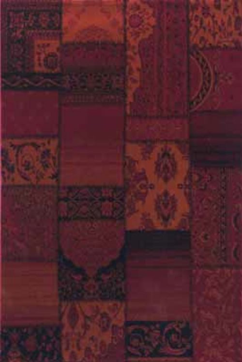 Bild: Teppich Patchwork Ornament - (Rot)