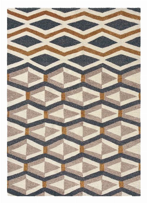 Bild: Brink&Campman Schurwollteppich Yara Artdeco 33504 (Beige/Blau; 140 x 200 cm)