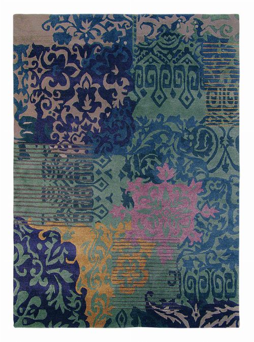 Bild: Vintage Schurwollteppich Yara Venice 196208 (Blau; 140 x 200 cm)