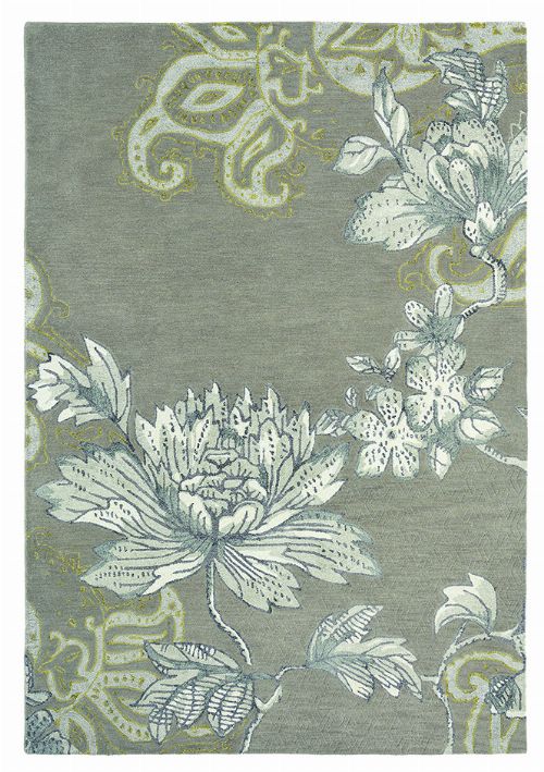 Bild: Schurwollteppich Fable Floral (Grau; 170 x 240 cm)