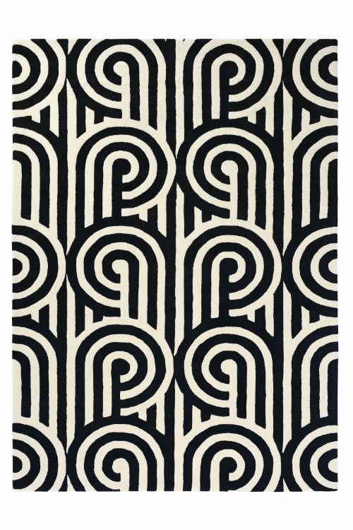 Bild: Florence Broadhurst Designerteppich Japanese Fans (Schwarz/Weiß; 250 x 350 cm)