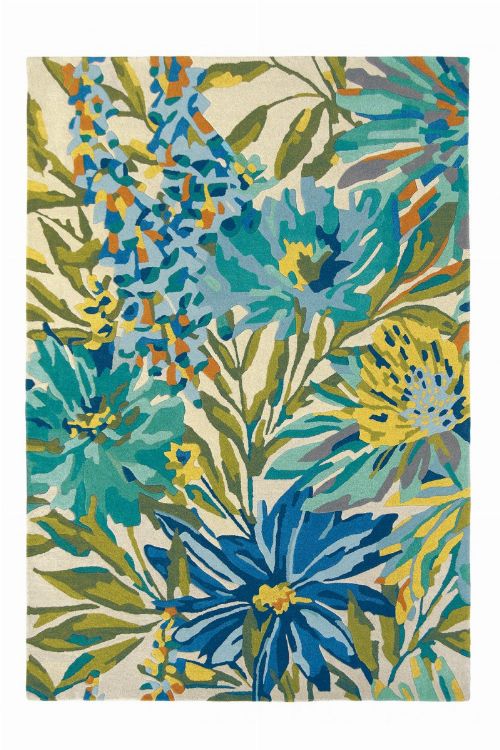 Bild: Wollteppich Floreale (Türkis; 170 x 240 cm)