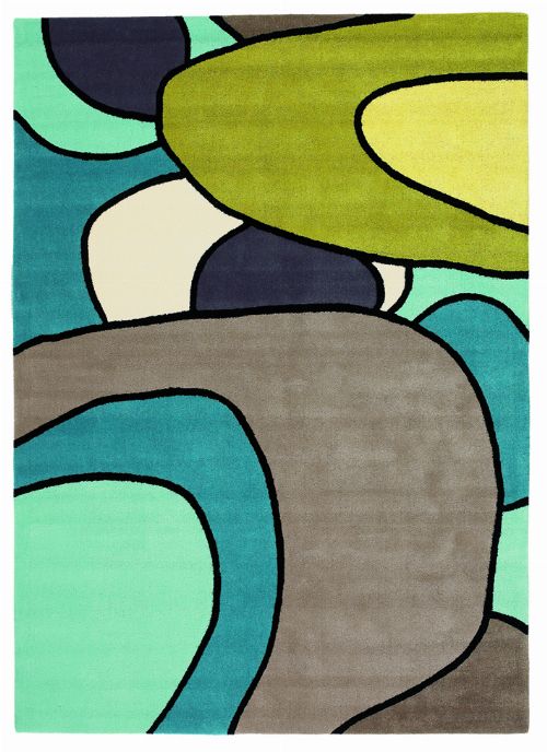 Bild: Designer Schurwollteppich Estella Comic 875008 (Türkis; 160 x 230 cm)