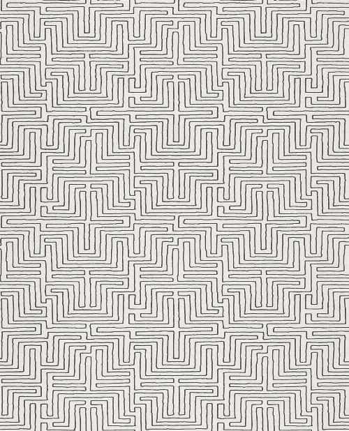 Bild: Eijffinger Vliestapete Siroc 376059 - Labyrinth Optik (Weiß/Schwarz)