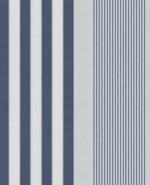 Bild: Eijffinger Streifentapete Stripes+ 377103 - Leinenoptik (Blau)