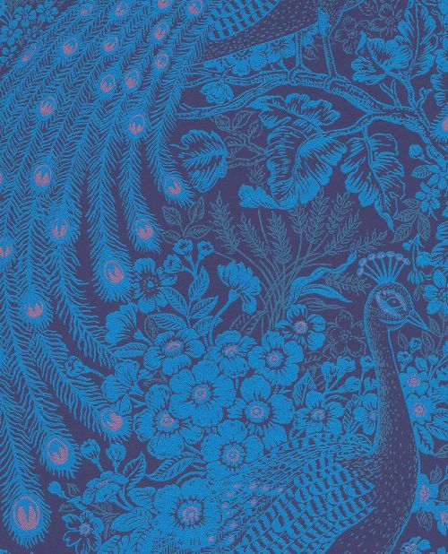 Bild: Eijffinger Reflect Vliestapete 378006 - Pfau mit Blumen (Blau)