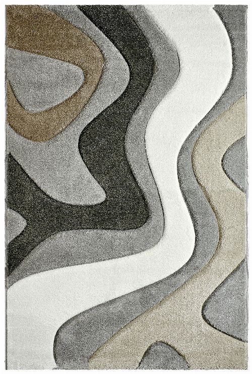 Bild: Moderner Teppich - Waves (Silber; 80 x 150 cm)