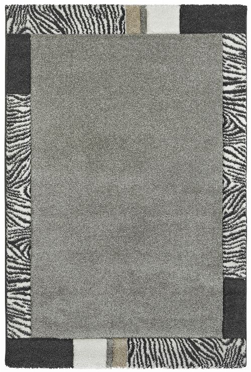 Bild: Moderner Bordürenteppich - Zebra (Silber; 80 x 150 cm)