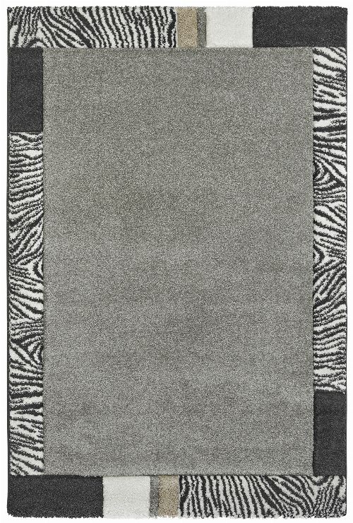 Thumbnail: Moderner Bordürenteppich - Zebra (Silber; 200 x 290 cm)