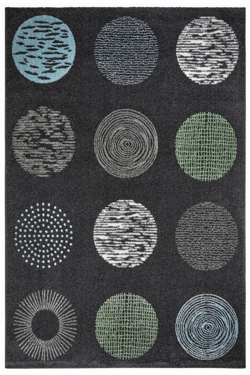 Thumbnail: Moderner Teppich - Circles (Anthrazit; 200 x 290 cm)