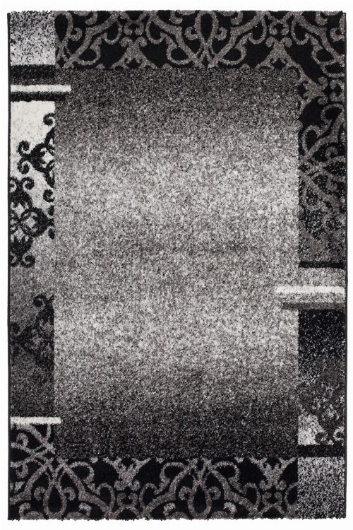 Bild: Kurzflorteppich Ornaments mit Bordüre (Anthrazit; 60 x 110 cm)