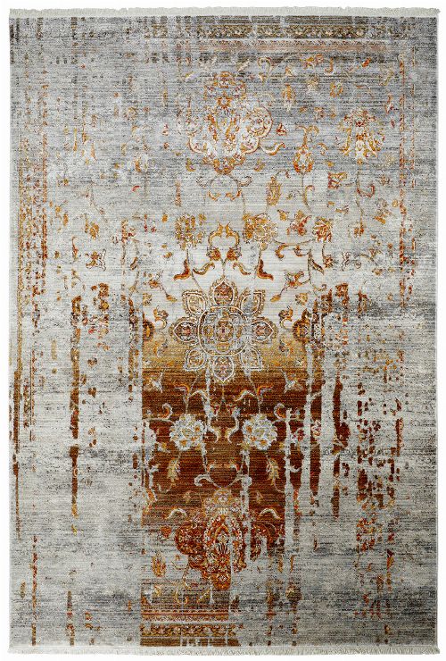 Bild: Fransenteppich in Vintage Ornament Optik (Braun; 80 x 150 cm)