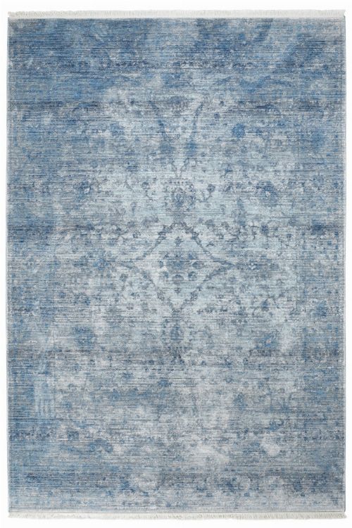 Bild: Fransenteppich im Used Look - Pure (Blau; 80 x 150 cm)