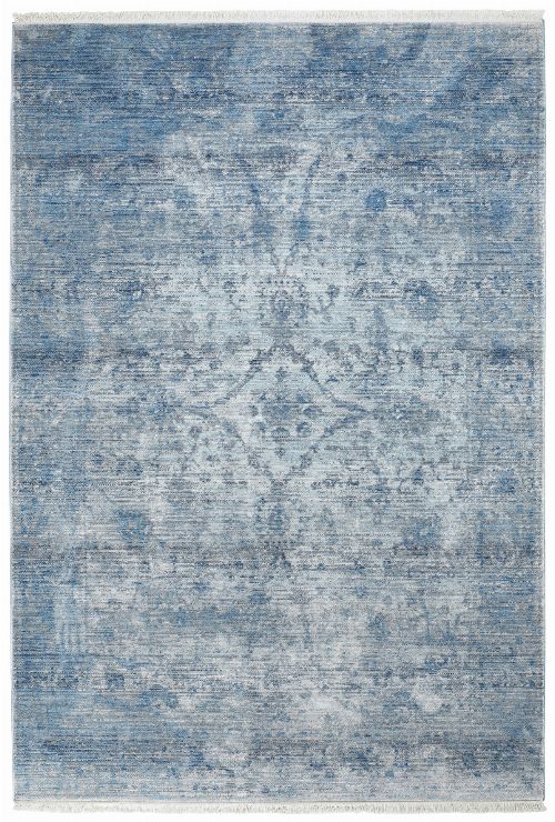 Bild: Fransenteppich im Used Look - Pure (Blau; 120 x 170 cm)