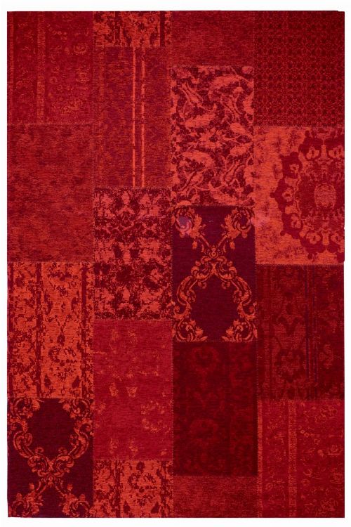 Thumbnail: Jaquard Flachgewebe Teppich - Patchwork (Rot; 77 x 150 cm)