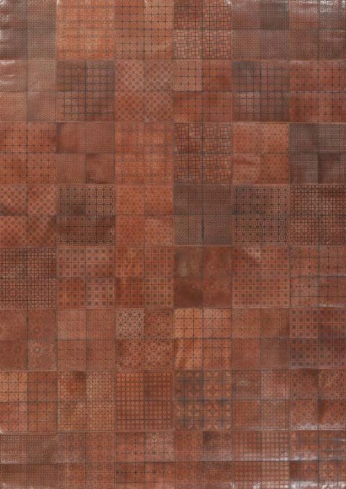 Thumbnail: Leder Patchwork Teppich (Braun Leder; 160 x 230 cm)
