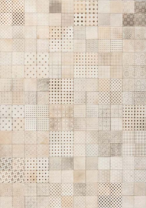 Bild: Leder Patchwork Teppich (Natural Weiß cow hair; 200 x 290 cm)