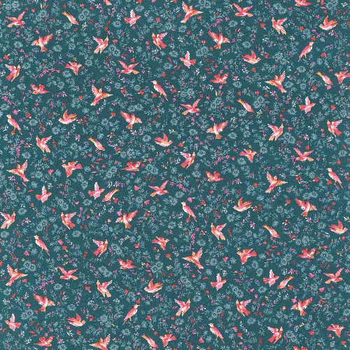 Bild: Rasch Textil Tapete 288697 Petite Fleur 4 - kleine Vögel (Blau/Rot)