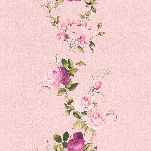 Bild: Rasch Textil Tapete 289076 Petite Fleur 4 - Rosenranke (Rosa/Grün)