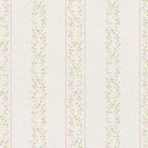 Bild: Rasch Textil Tapete 289090 Petite Fleur 4 - Blumen Streifen (Weiß/Rosa)