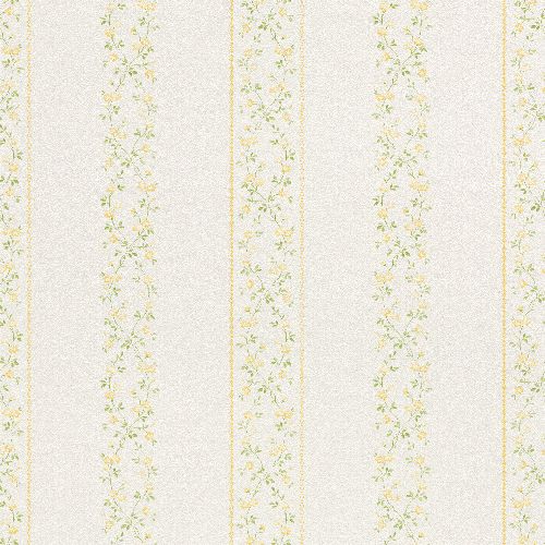 Bild: Rasch Textil Tapete 289168 Petite Fleur 4 - Blumen Streifen (Weiß/Gelb)