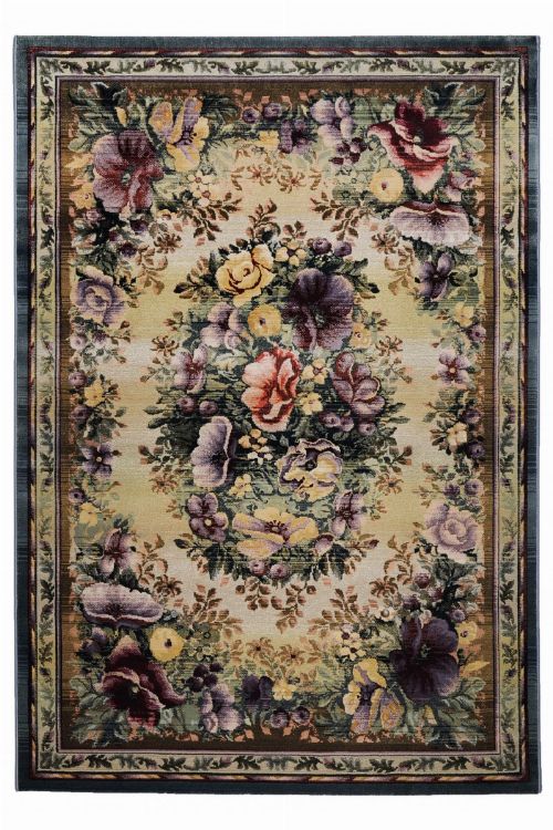 Bild: Blumenmotiv Teppich Gabiro Des. 0072 (Blau; 68 x 135 cm)