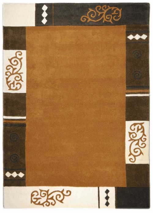 Bild: Schurwollteppich Ambadi Bordüre (Braun; 190 x 190 cm)