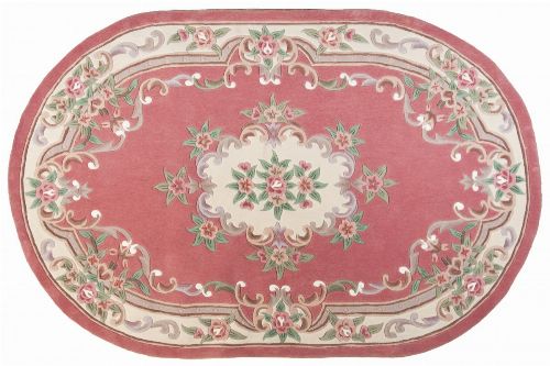 Bild: Ovaler Aubusson Design Teppich Ming 501 (Rose; 120 x 170 cm)