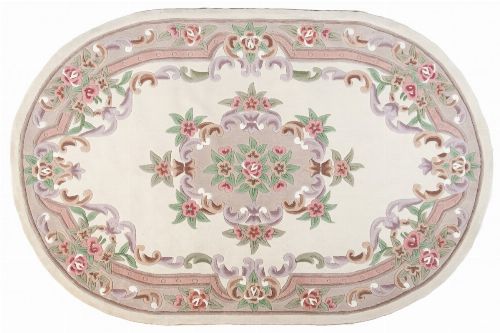 Bild: Ovaler Aubusson Design Teppich Ming 501 (Beige; 190 x 290 cm)