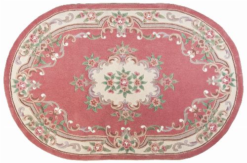 Bild: Ovaler Aubusson Design Teppich Ming 501 (Rose; 190 x 290 cm)