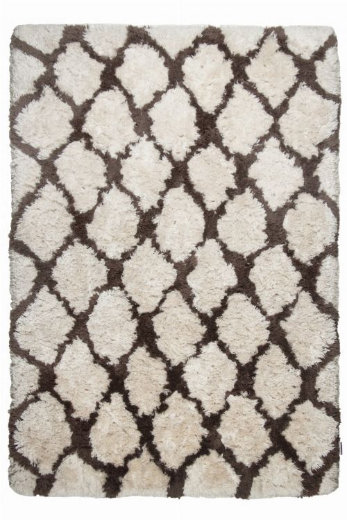 Bild: Berber Teppich - Flocatic Pattern Lines (Braun; 70 x 140 cm)