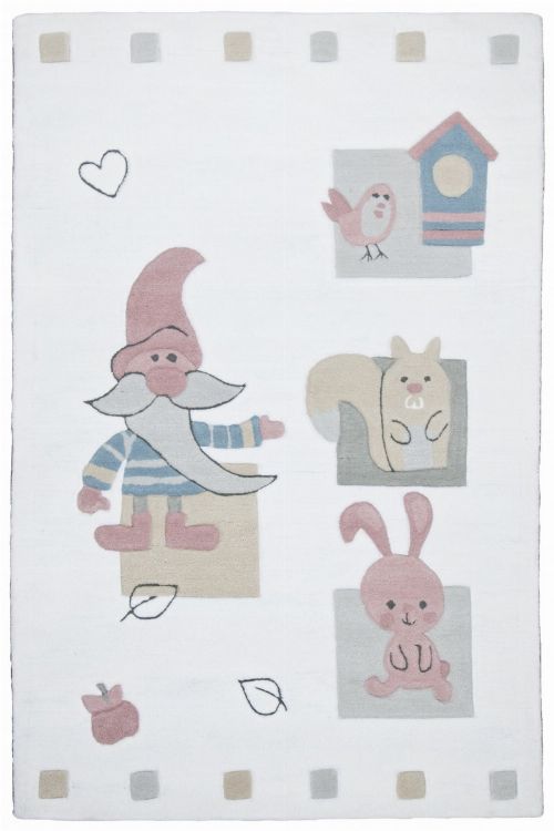 Bild: Kinderteppich Zwerg Kindergarten MH-3979 (Weiß; 100 x 160 cm)
