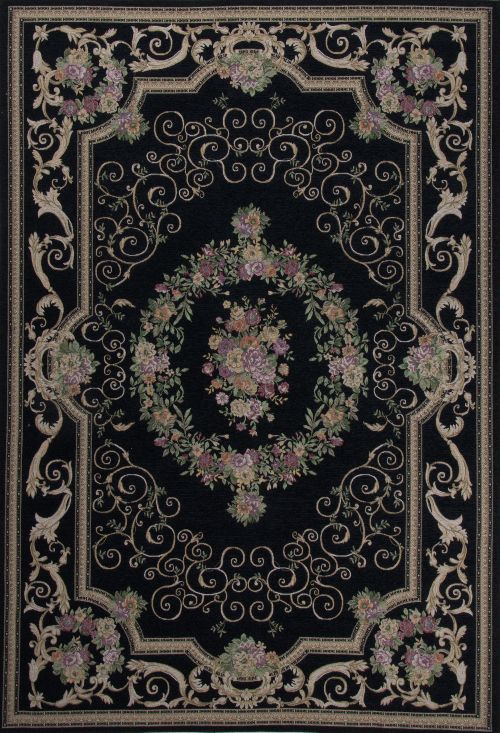 Bild: Klassischer Bordürenteppich Florentina (Schwarz; 120 x 180 cm)