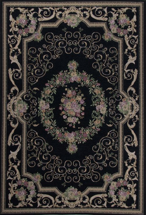Bild: Klassischer Bordürenteppich Florentina (Schwarz; 200 x 290 cm)