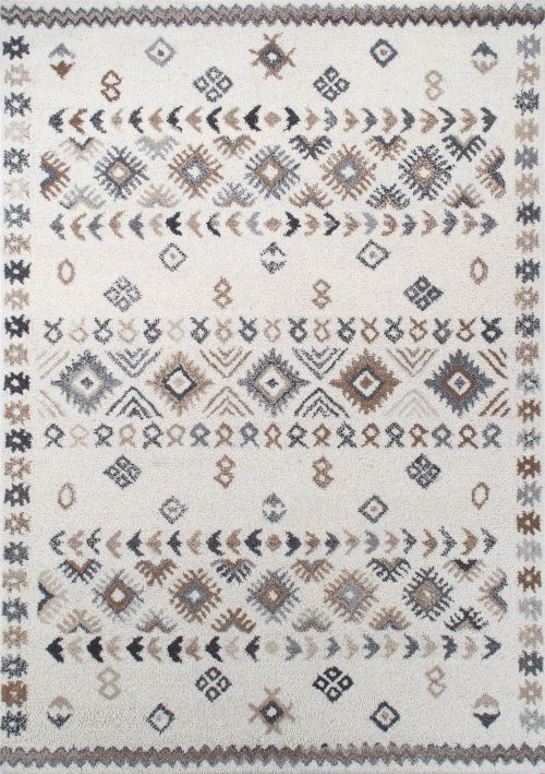 Bild: Royal Berber Teppich - Streifenmuster (Weiß/Beige; 70 x 140 cm)