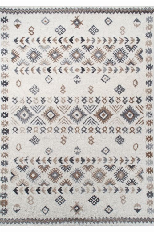 Bild: Royal Berber Teppich - Streifenmuster (Weiß/Beige; 90 x 160 cm)
