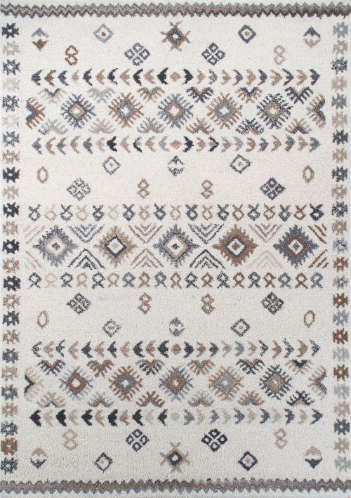 Bild: Royal Berber Teppich - Streifenmuster (Weiß/Beige; 140 x 200 cm)