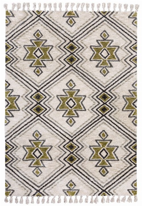 Bild: Gino Falcone Fransen Teppich Vittoria (Grün/Beige; 120 x 170 cm)
