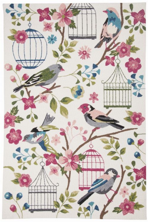 Bild: Gino Falcone Teppich Rosetta - BIRDS (Weiß/Rosa; 70 x 140 cm)