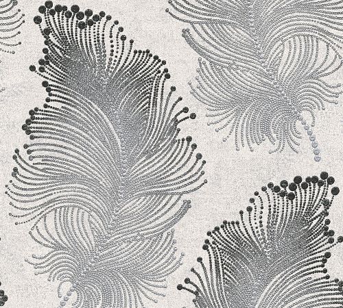 Bild: Floraltapete gepunktet 4500 (Beige/Silber)