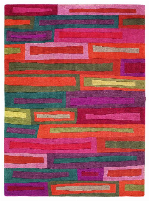 Bild: Designer Schurwollteppich Yara Bricks 199700 - Rot