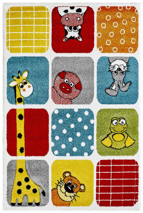 Bild: Kinderteppich - Funny Animals - Dots - Multi