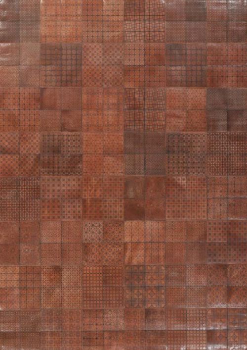 Bild: Leder Patchwork Teppich - Braun Leder