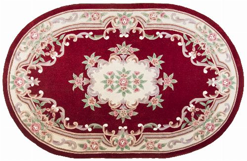 Bild: Ovaler Aubusson Design Teppich Ming 501 - Rot