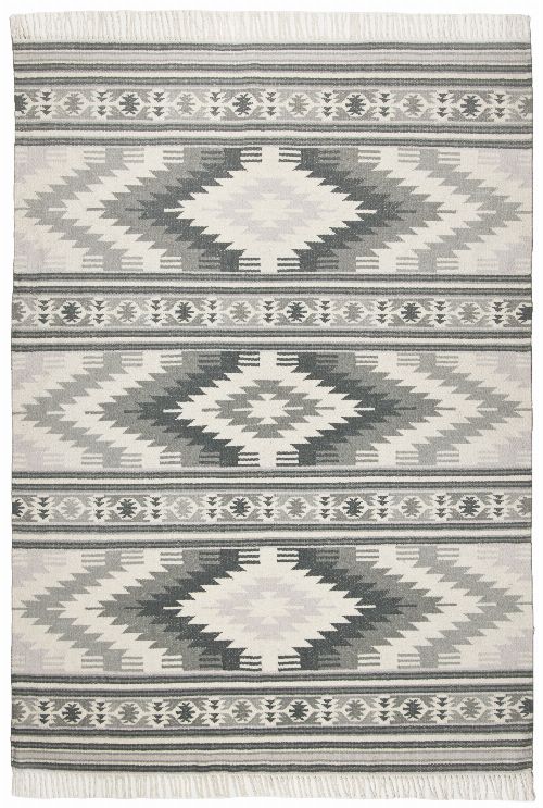 Bild: Ethno Teppich - Kelim Colors I - Grau