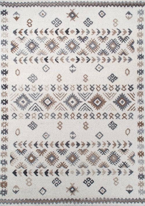 Thumbnail: Royal Berber Teppich - Streifenmuster - Weiß/Beige