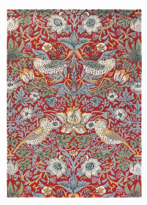 Bild: Morris & Co. Wollteppich Strawberry Thief (Crimson; 200 x 280 cm)