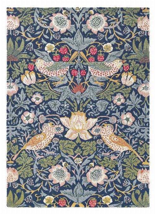 Bild: Morris & Co. Wollteppich Strawberry Thief - Indigo