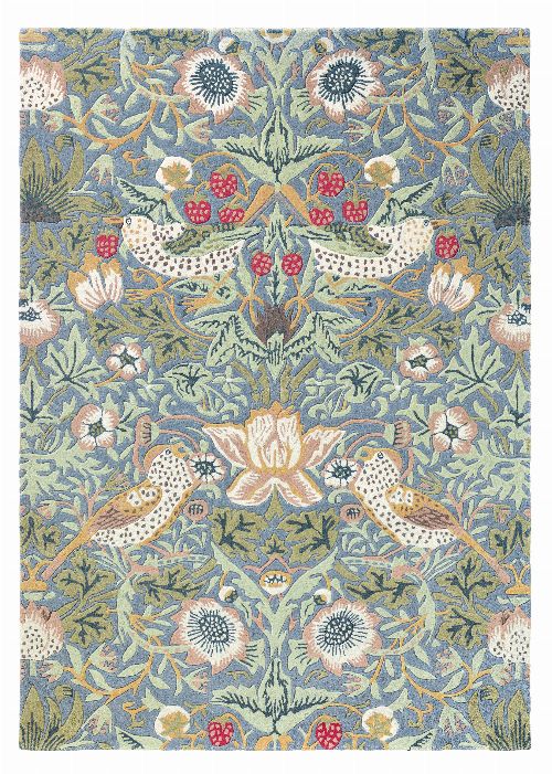 Bild: Morris & Co. Wollteppich Strawberry Thief - Slate